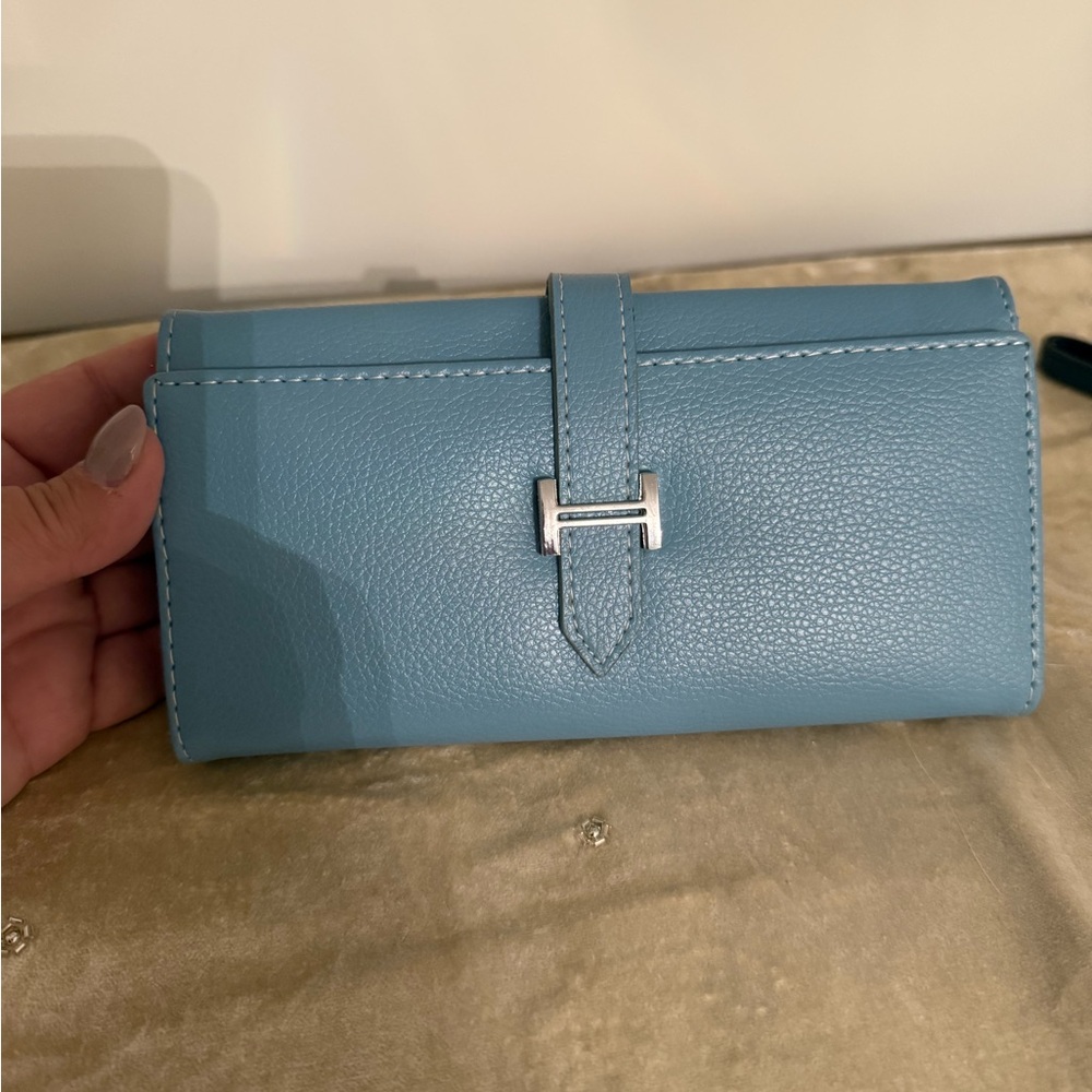 Blue Wallet with Silver Accent